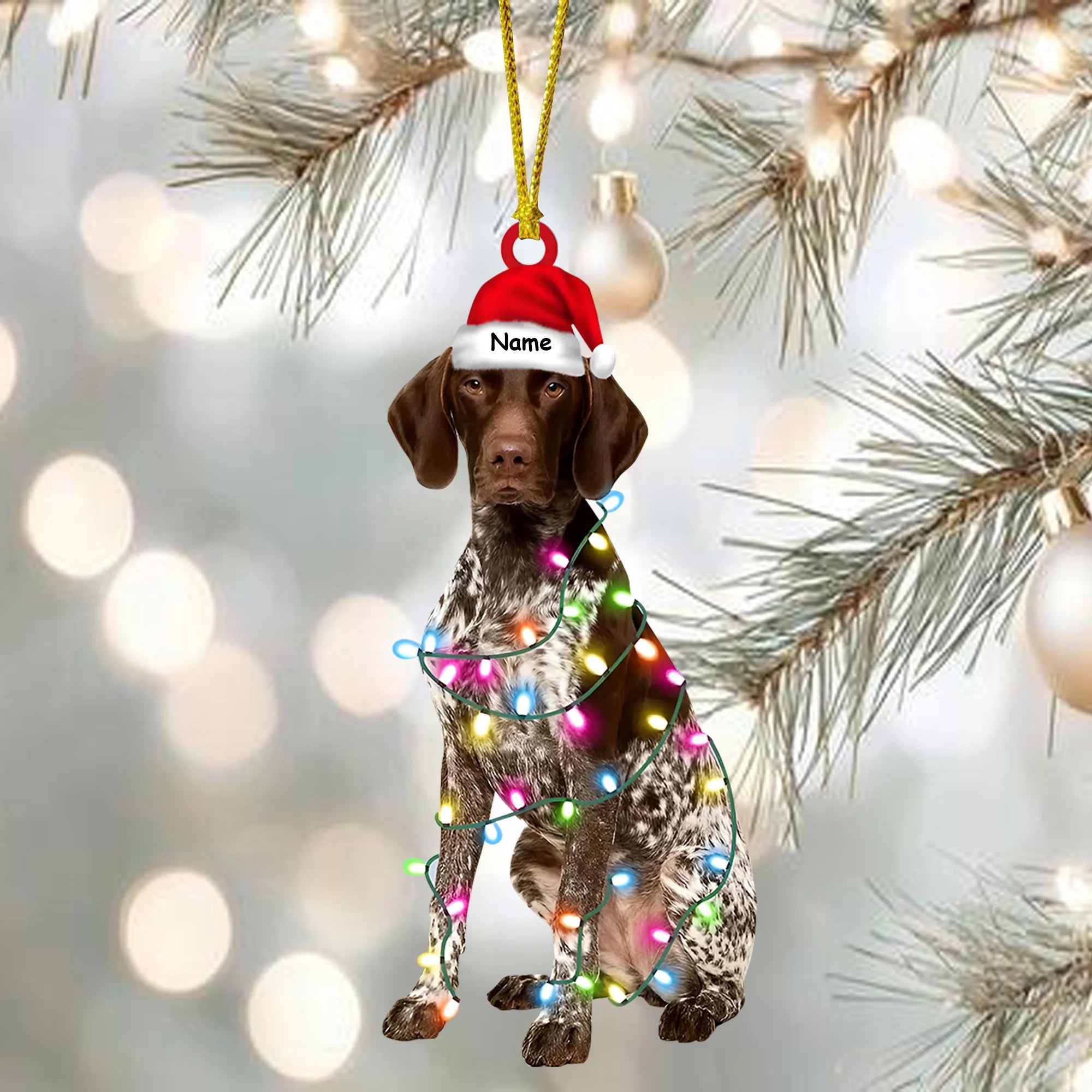 Custom Name Shorthaired Pointer Christmas Ornament