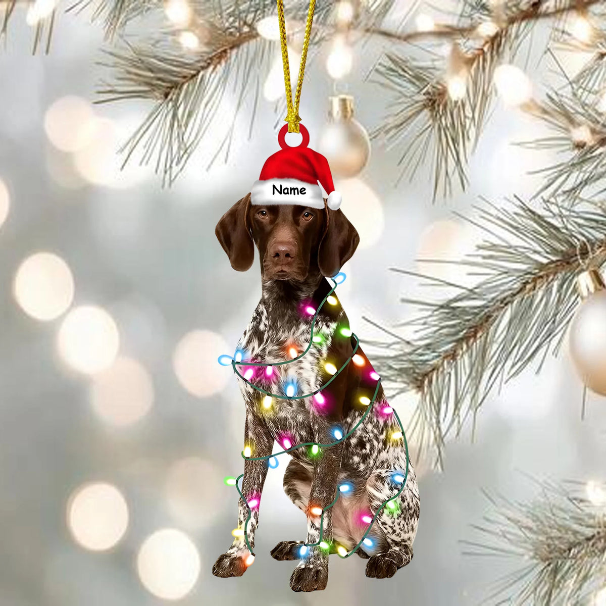 Custom Name Shorthaired Pointer Christmas Ornament