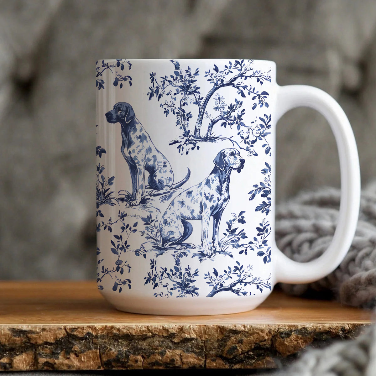 German Shorthaired Pointer French Toile de Jouy Mug - GSP Lovers Blue Toile