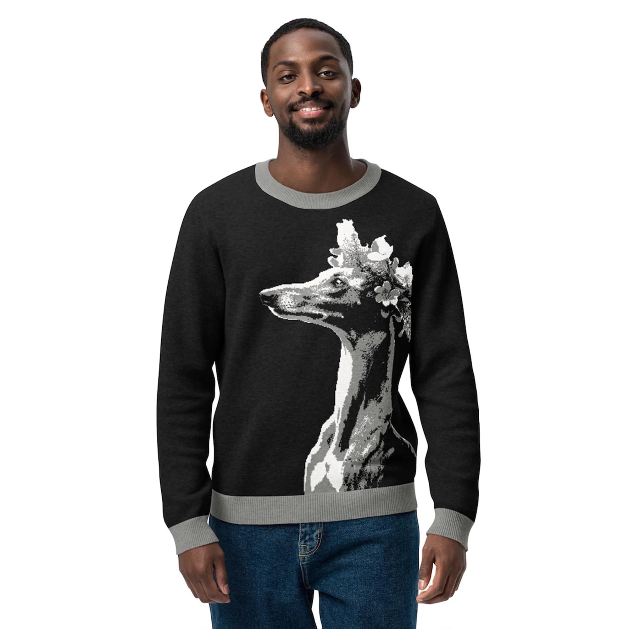 Greyhound in a Flower Crown Knitted Sweater – Cozy Dog Top