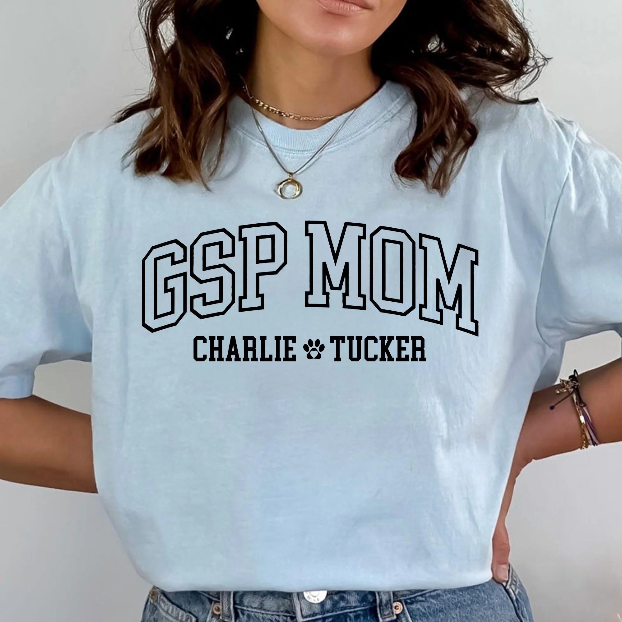 Custom GSP Mom T-Shirt with Name, Comfort Colors Custom German Shorthaired Pointer