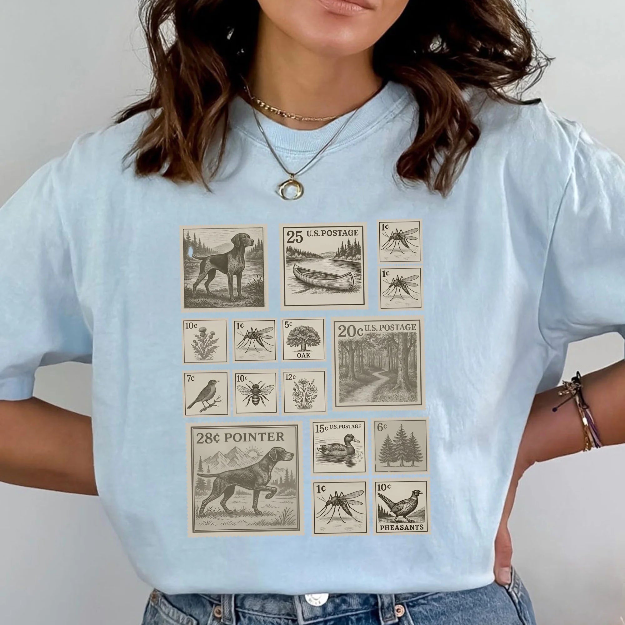 German Shorthaired Pointer T-Shirt for GSP Mom Dog Stamp Tee