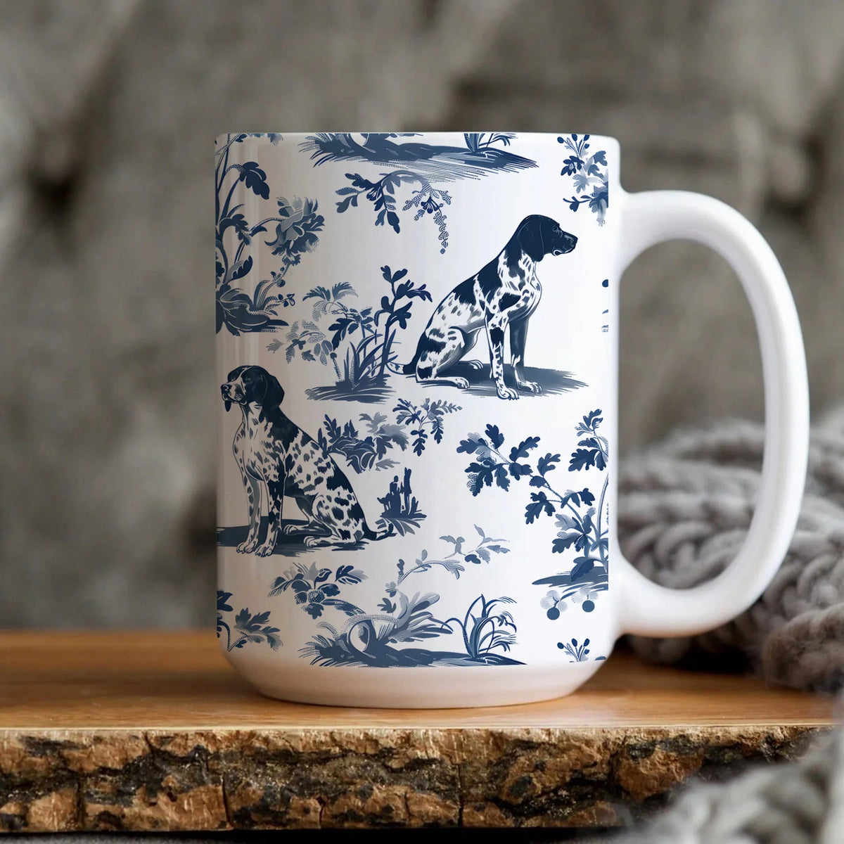 Pointer Mug German Shorthaired Pointer Toile Mug, GSP Lover Gift Toile Bird