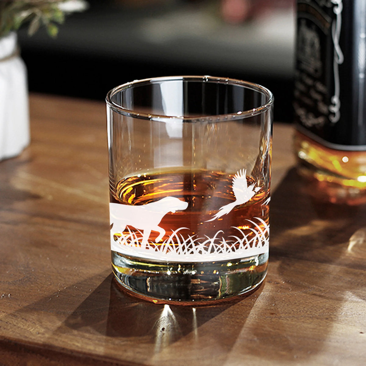 Whiskey Glass | Pheasant Hunting Scene, German Shorthaired Pointer