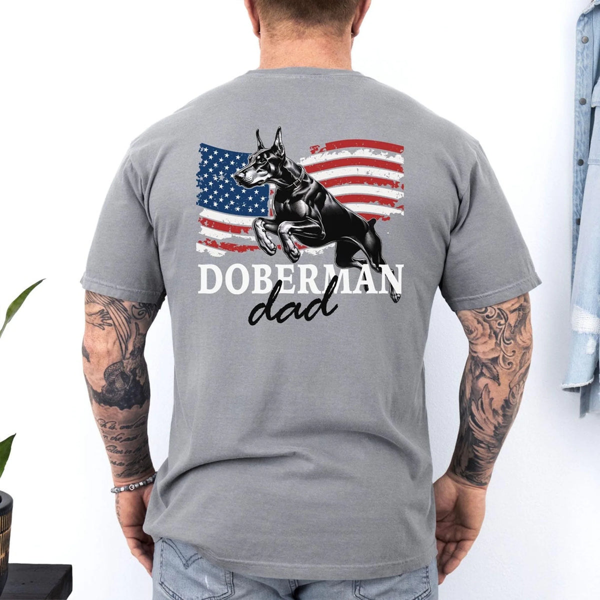 Doberman t-shirt for Patriotic Dad gift, American Doberman Mom Shirt