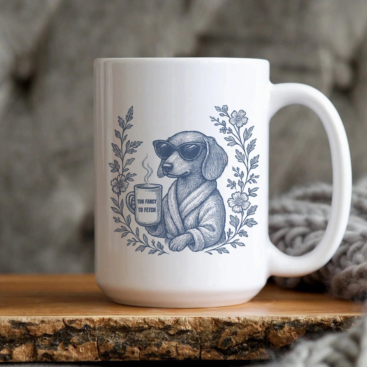 Toile de Jouy Dachshund Mug, Funny Dog Mom Gift, Doxie Coffee Cup