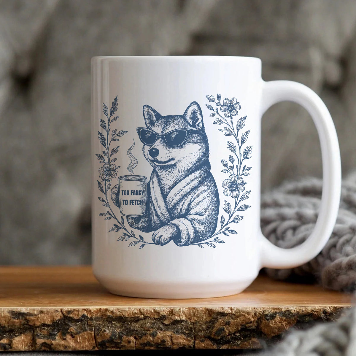 Shiba Inu Mug:Toile De Jouy Funny Dog Lover Coffee Cup