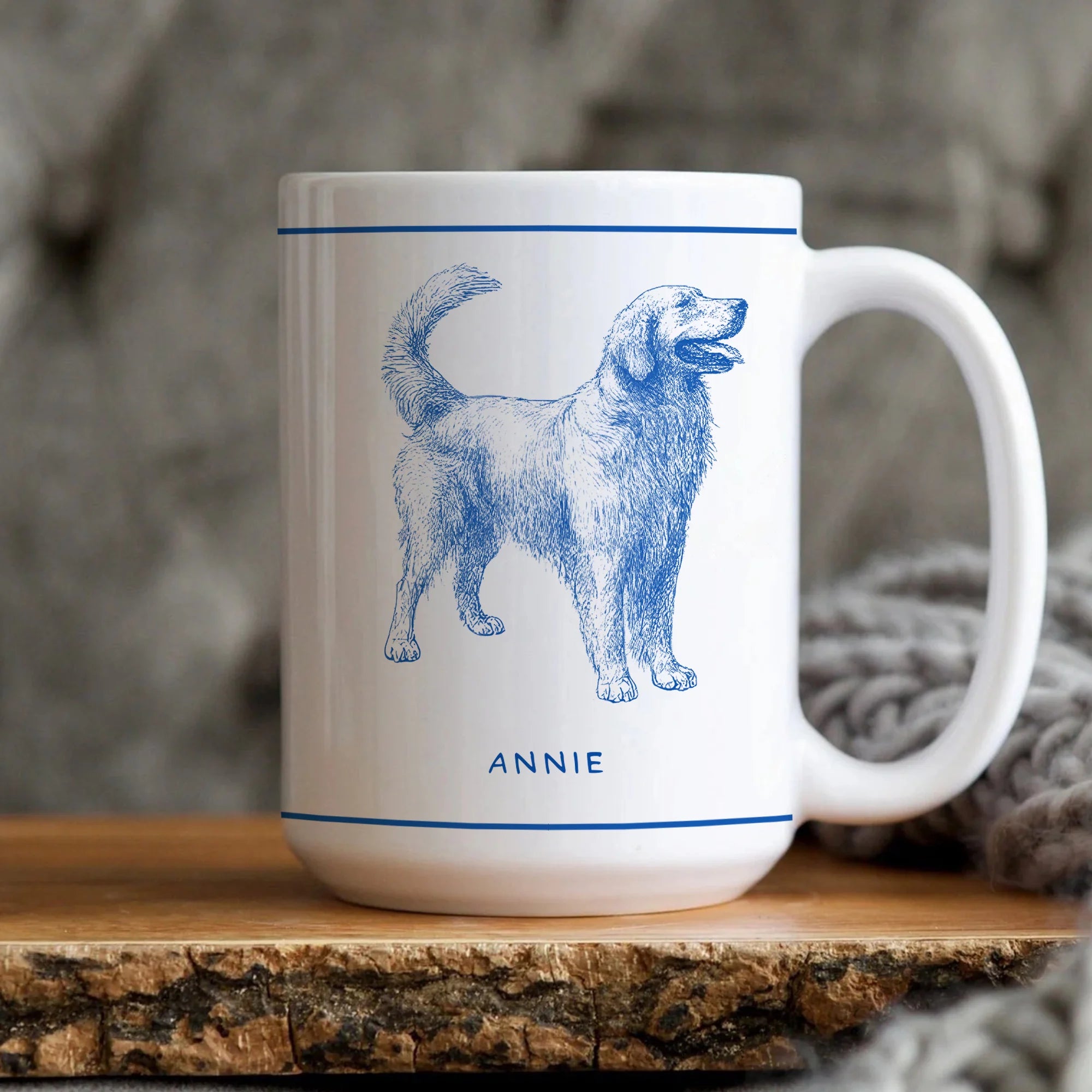 Vintage Dog Illustration Mug, Personalized Pet Art, Dog Art Coffee Cup