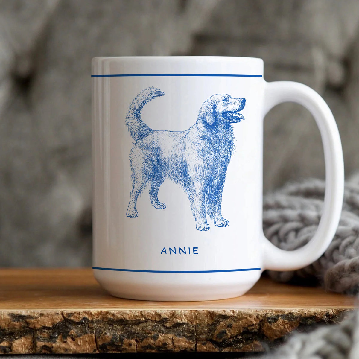 Vintage Dog Illustration Mug, Personalized Pet Art, Dog Art Coffee Cup