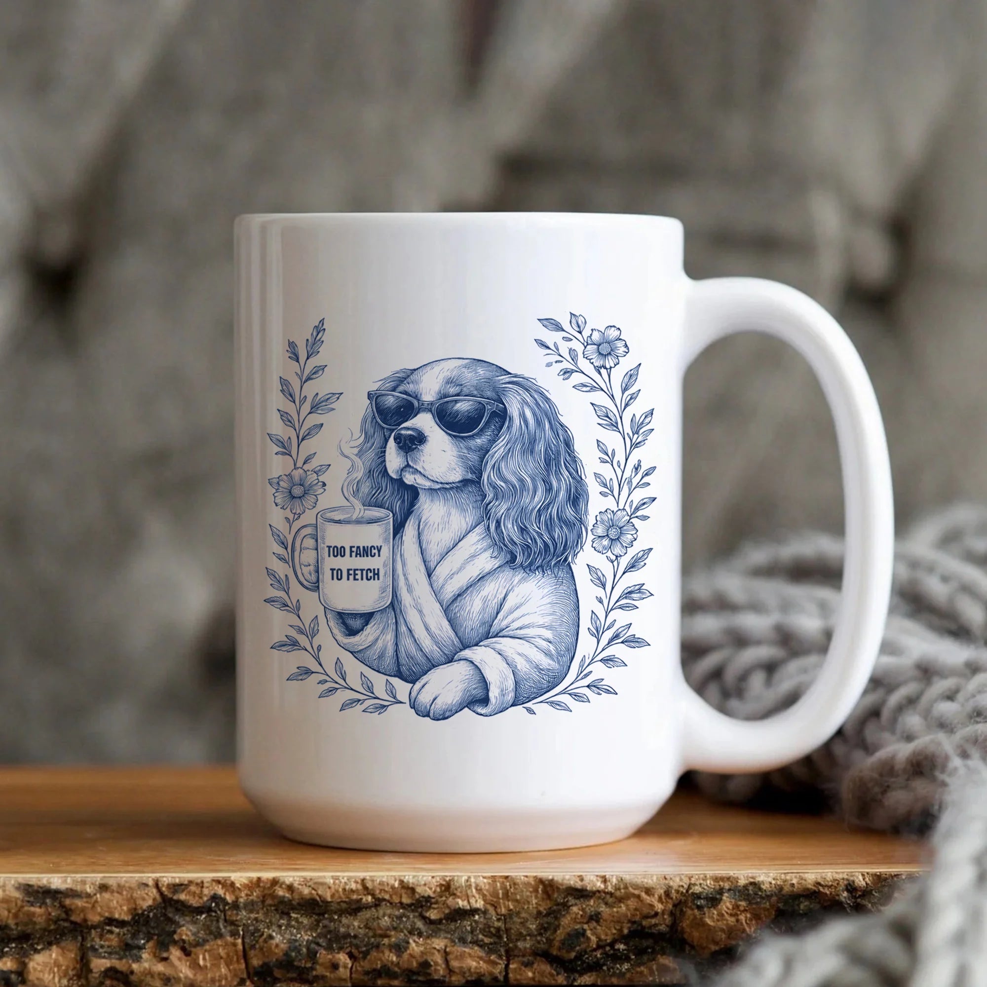 Cavalier Mom Mug Toile De Jouy, Cavalier Mug Funny Gift, Dog Mom Gift Idea