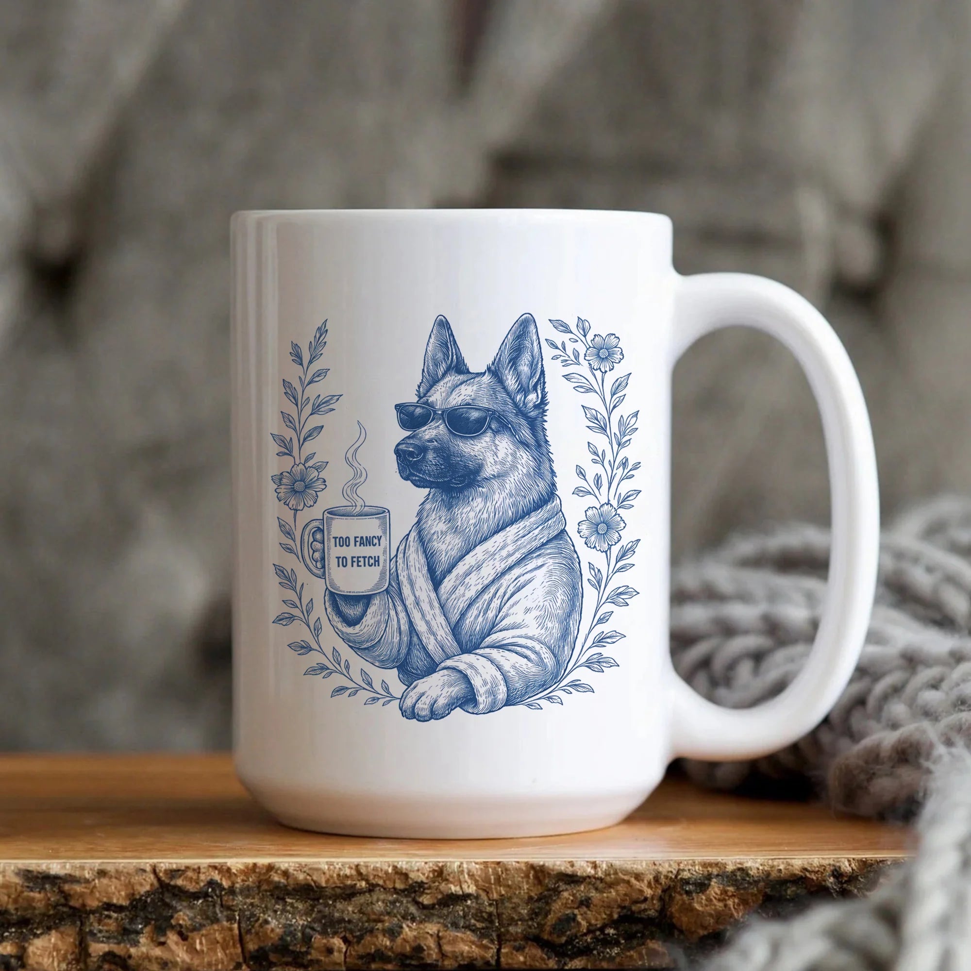 German Shepherd Mom Mug Toile De Jouy, German Shepherd Mug Funny Gift, Dog Mom Gift Idea