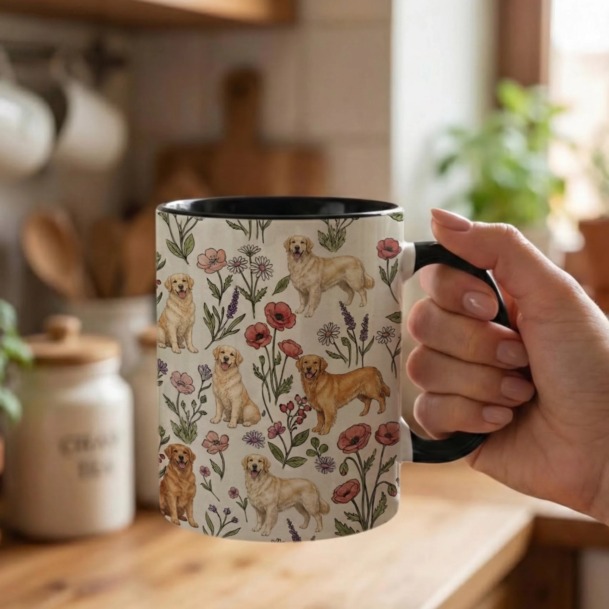 Spectrum Designz Golden Retriever Dog Cream Coffee Mug Tea Cup 21 oz