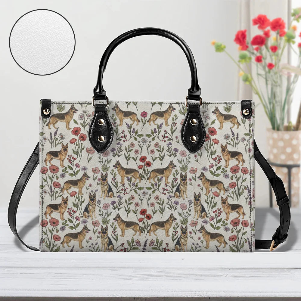 German Shepherd Floral Accent Handbag – Cute Dog Lover Purse