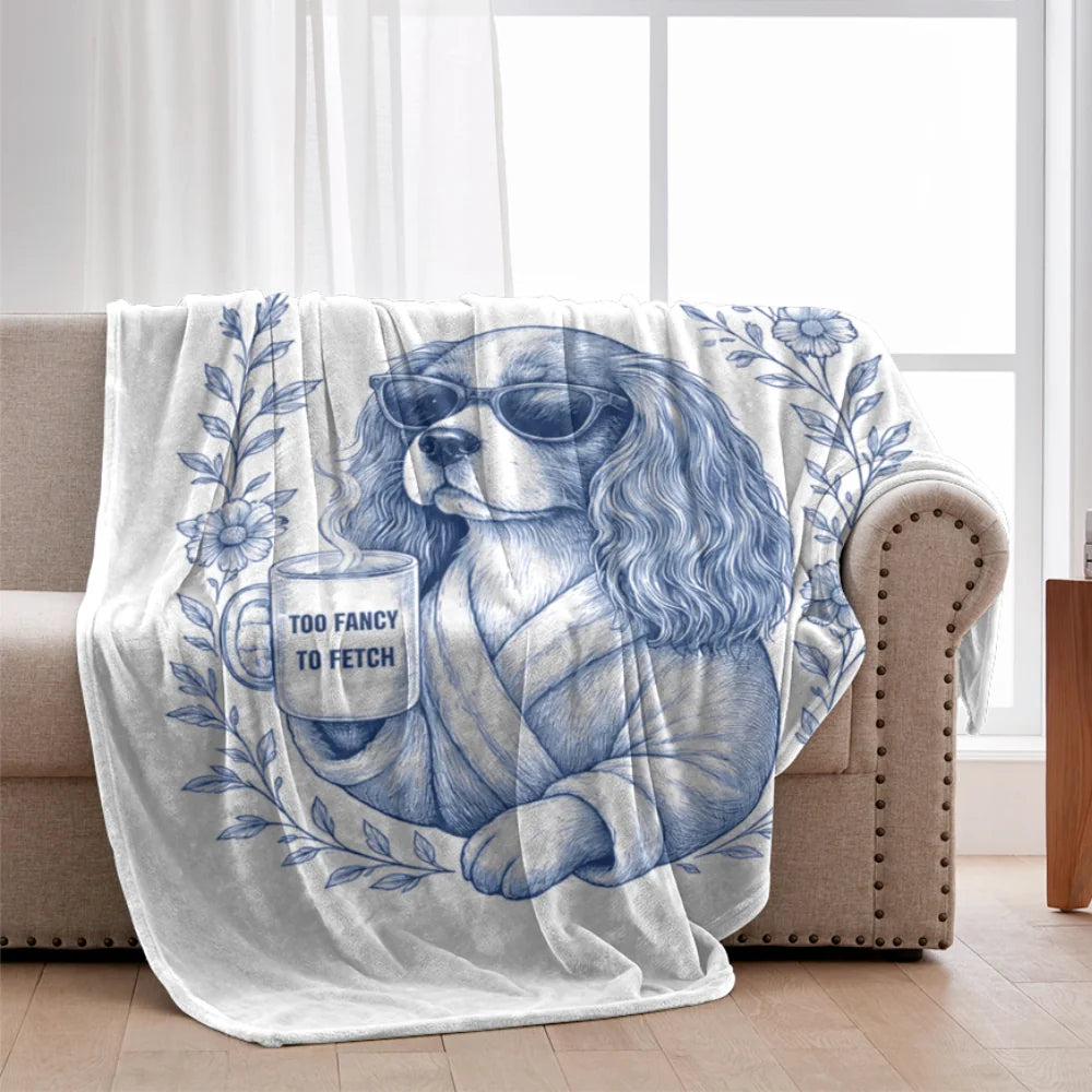 Cavalier Mom Toile De Jouy Blanket – Funny Cavalier Dog Lover