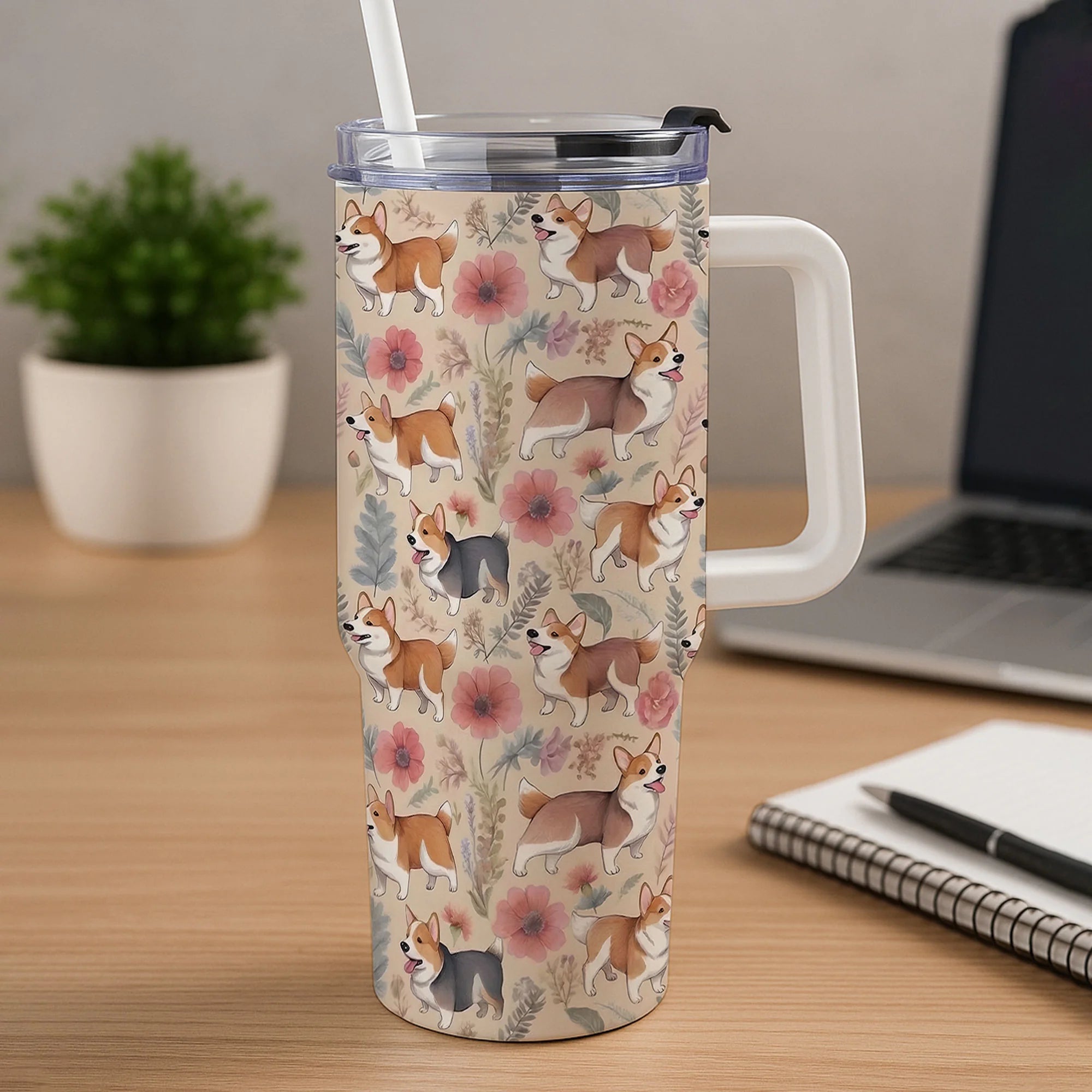 Vintage Corgi 40oz Tumbler, Cute Dog Lover Gift