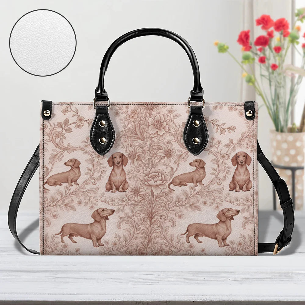 Dachshund Toile Pattern Accent Handbag | Dog Floral Handbag