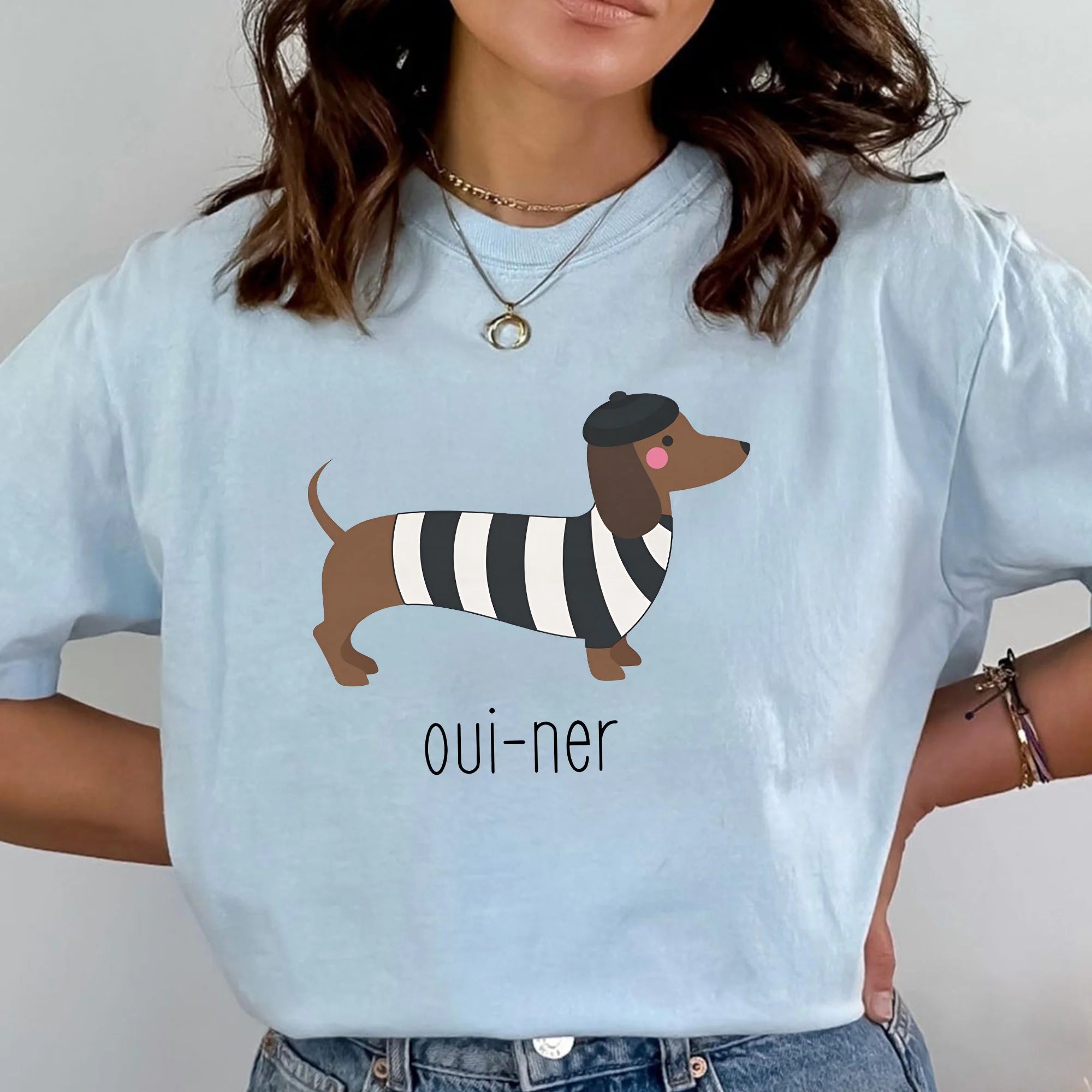 Oui-ner T-shirt, French Dachshund T-shirt