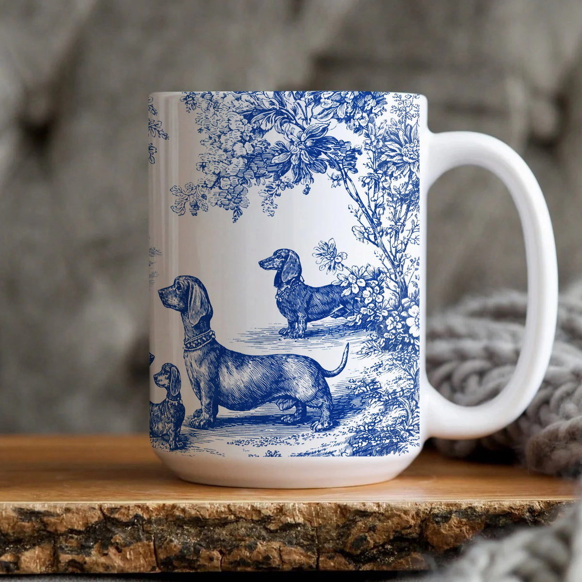 Dachshund Mug - French Toile de Jouy