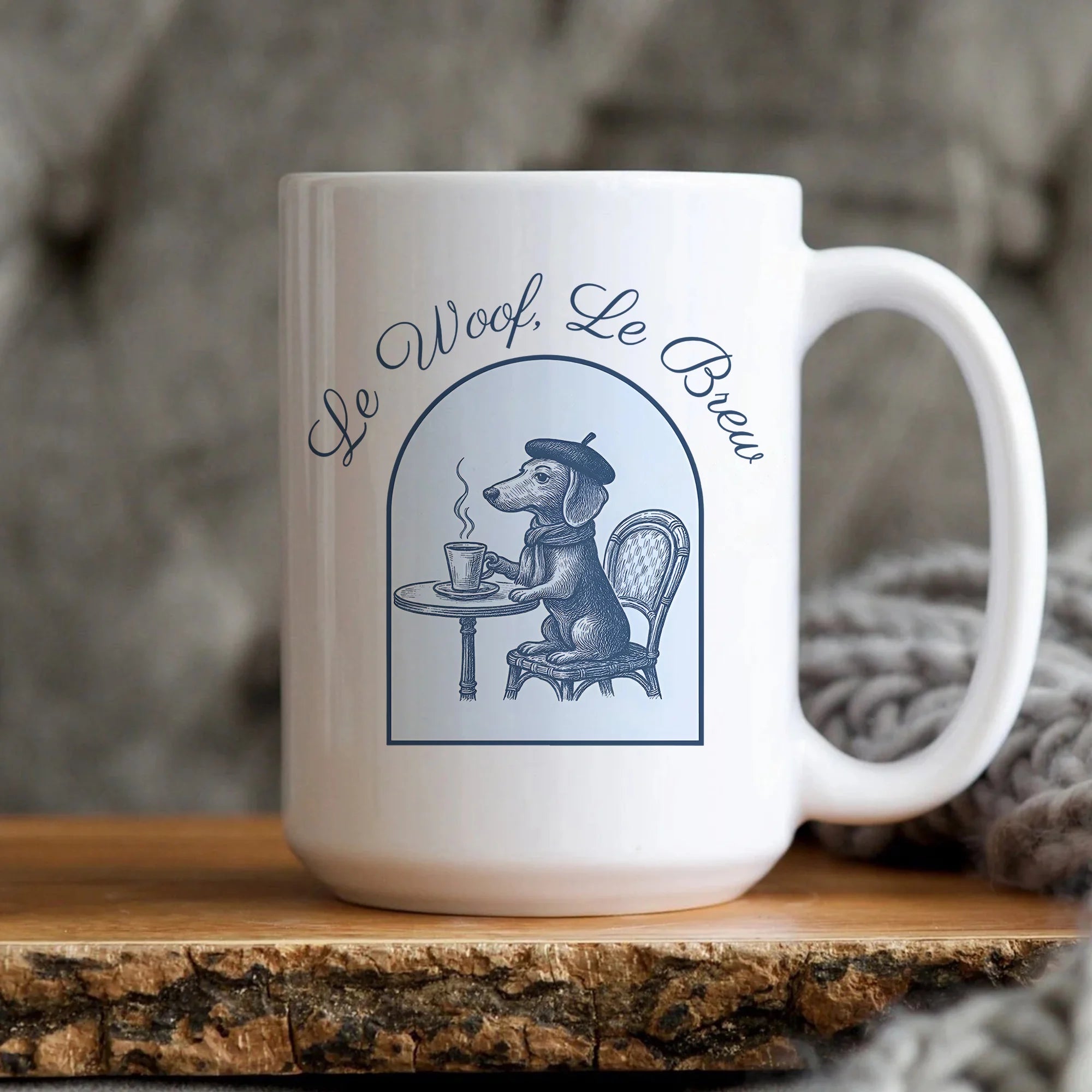 Dachshund Mom Coffee Mug: Blue Toile Wiener Dog Gift