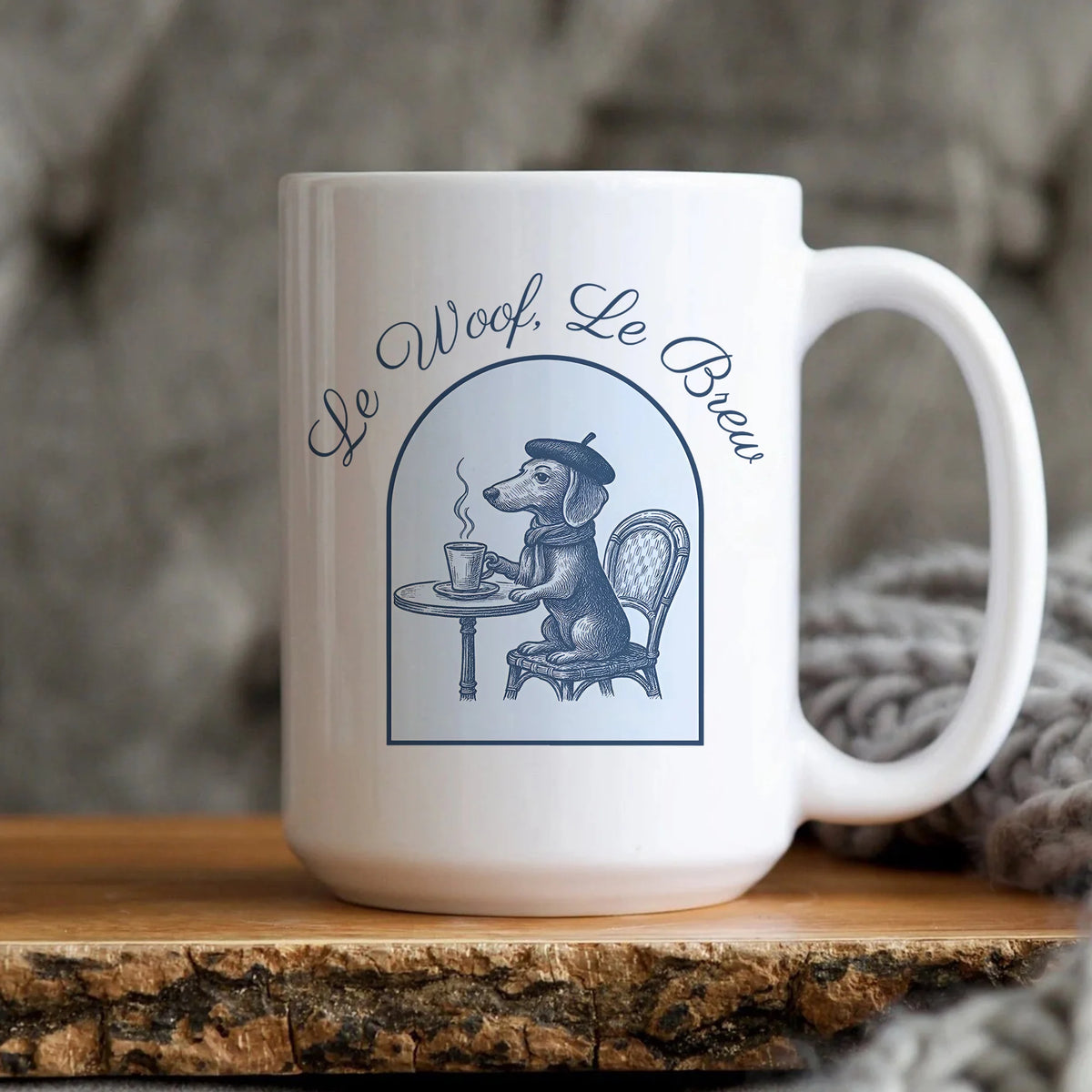 Dachshund Mom Coffee Mug: Blue Toile Wiener Dog Gift