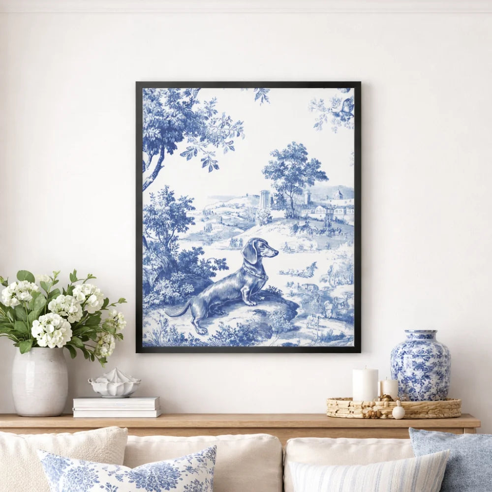 Dachshund Wall Art - French Toile de Jouy
