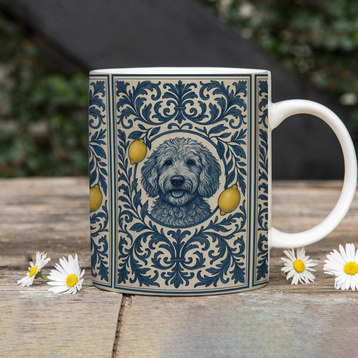 Doodle Tile Pattern Mug | Goldendoodle, Labradoodle Accent Coffee Mug