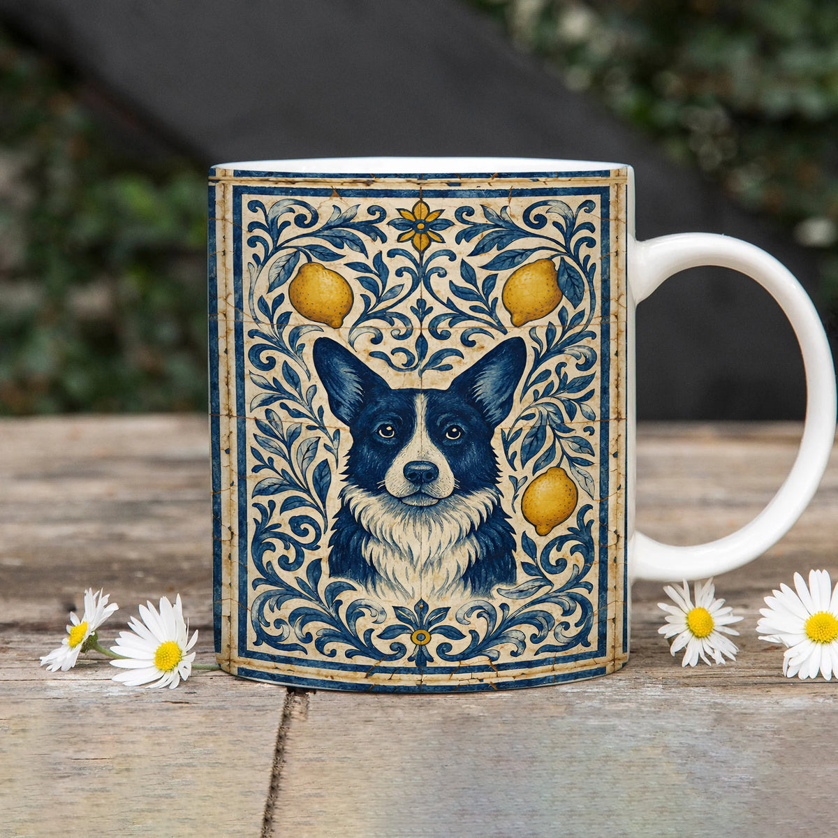 Cardigan Corgi Floral Accent Coffee Mug