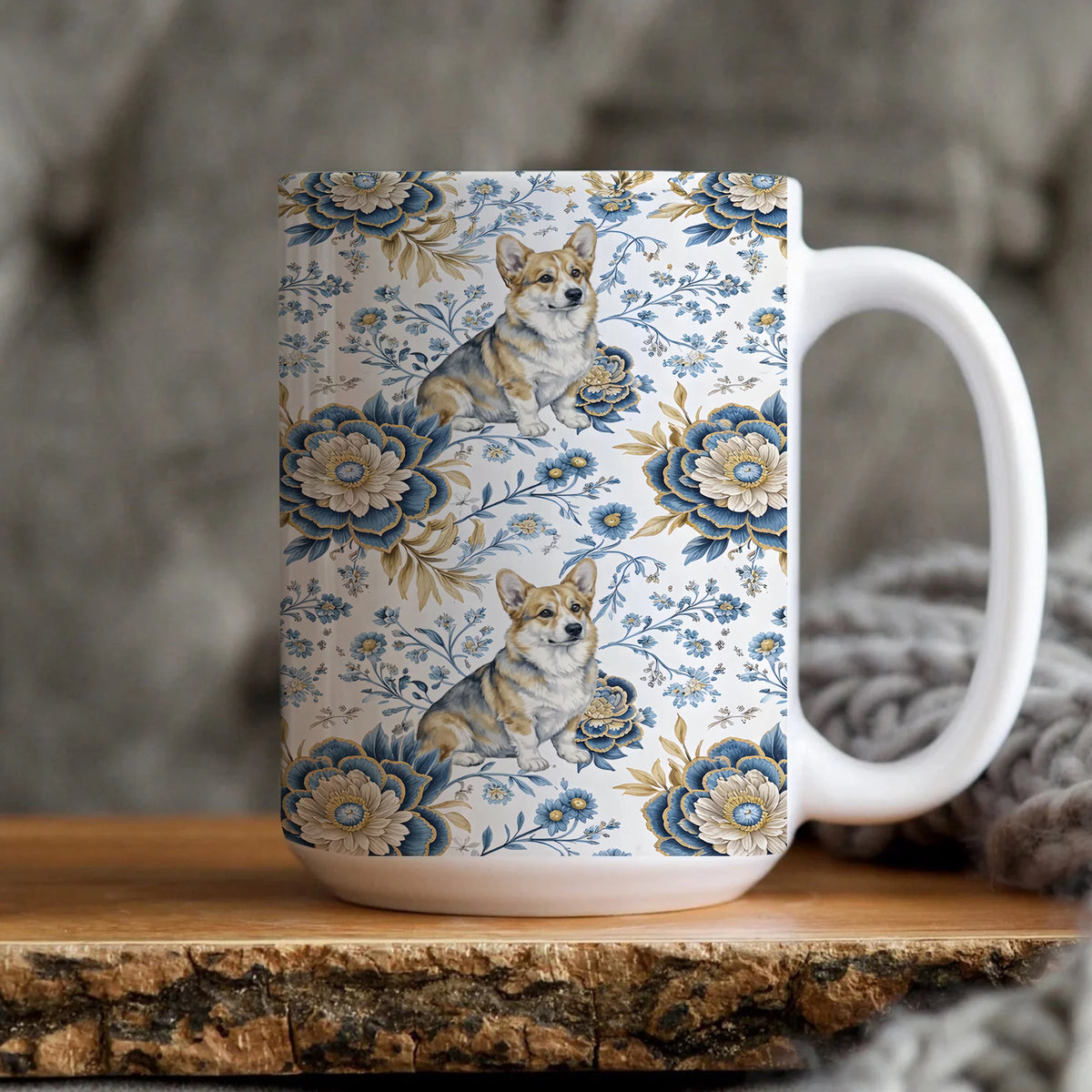 Corgi Coffee Mug, Floral Pattern Cup, Cute Dog Lover Gift