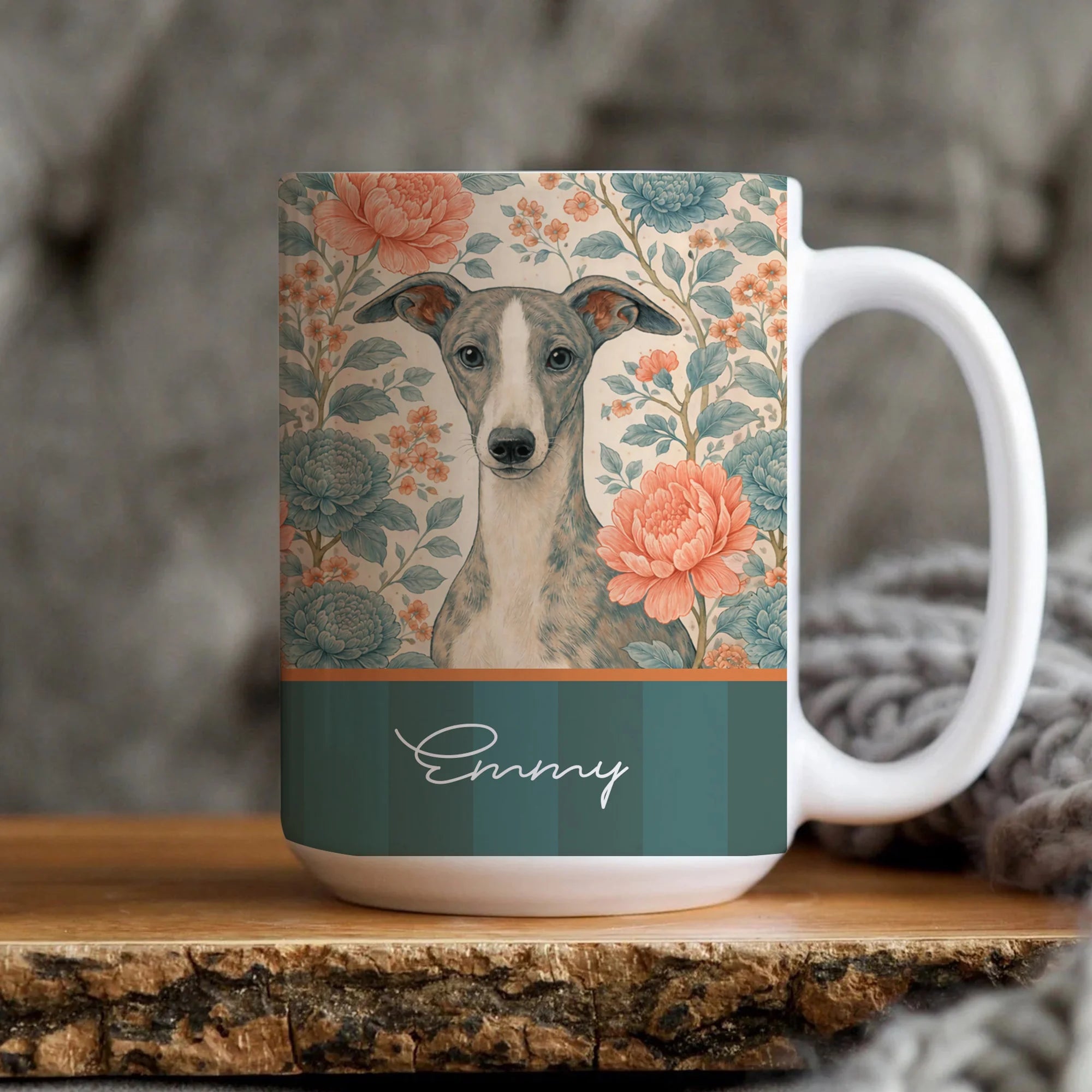 Greyhound Whippet Mug Vintage Floral Dog Lover Gift Mom