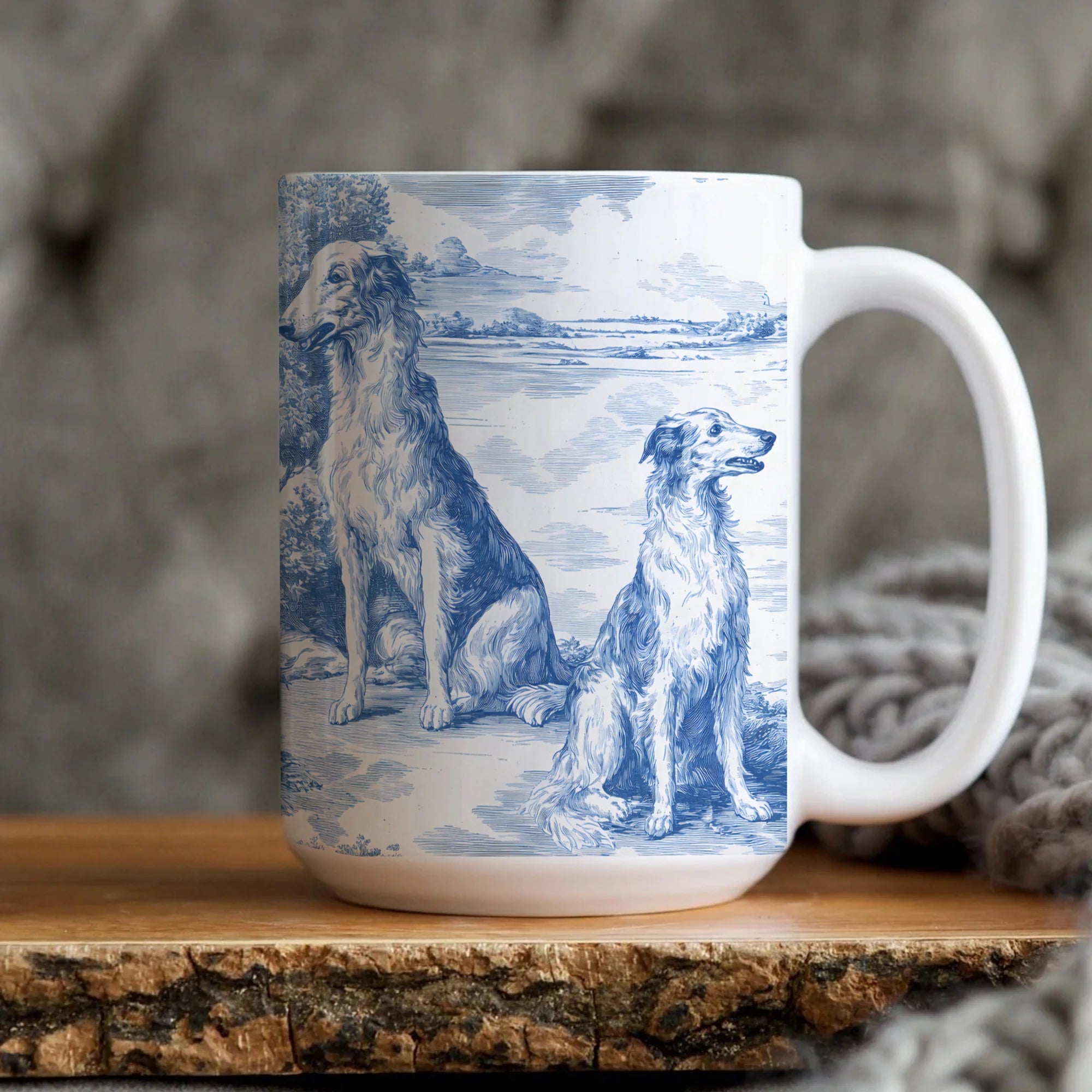 Borzoi Toile Mug French Vintage Chinoiserie Dog Lover Gift