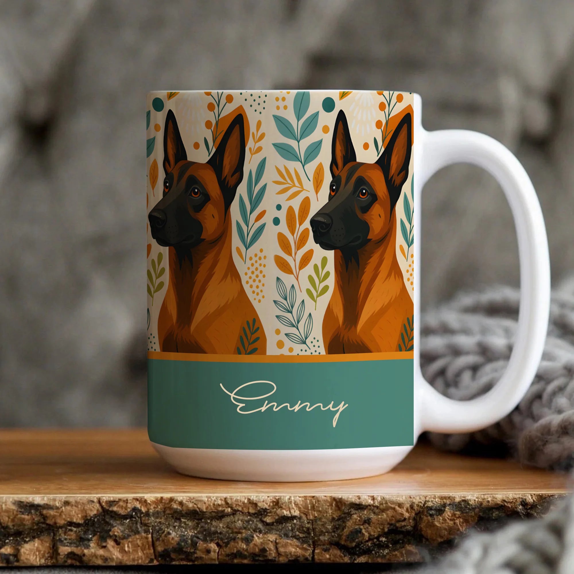 Custom Belgian Malinois Mug Colorful Dog Portrait Coffee Gift